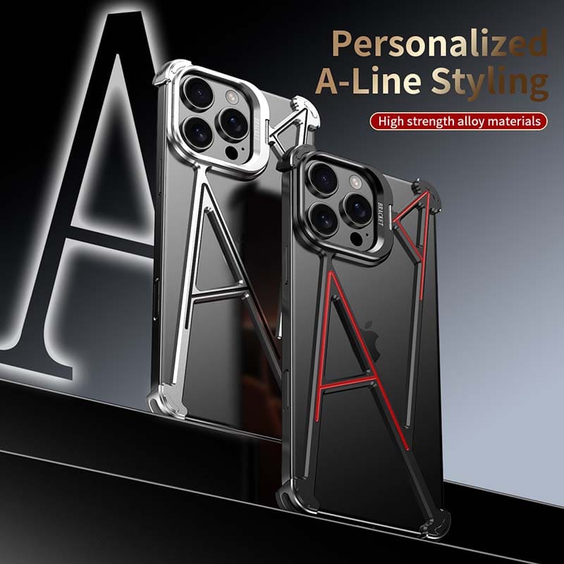 A-Series Metal Borderless Shockproof Case with Adjustable Lens Stand for iPhone