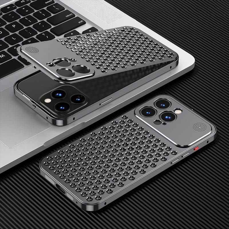 Aluminum Alloy Heat Dissipation Aromatherapy Snap Button Phone Case