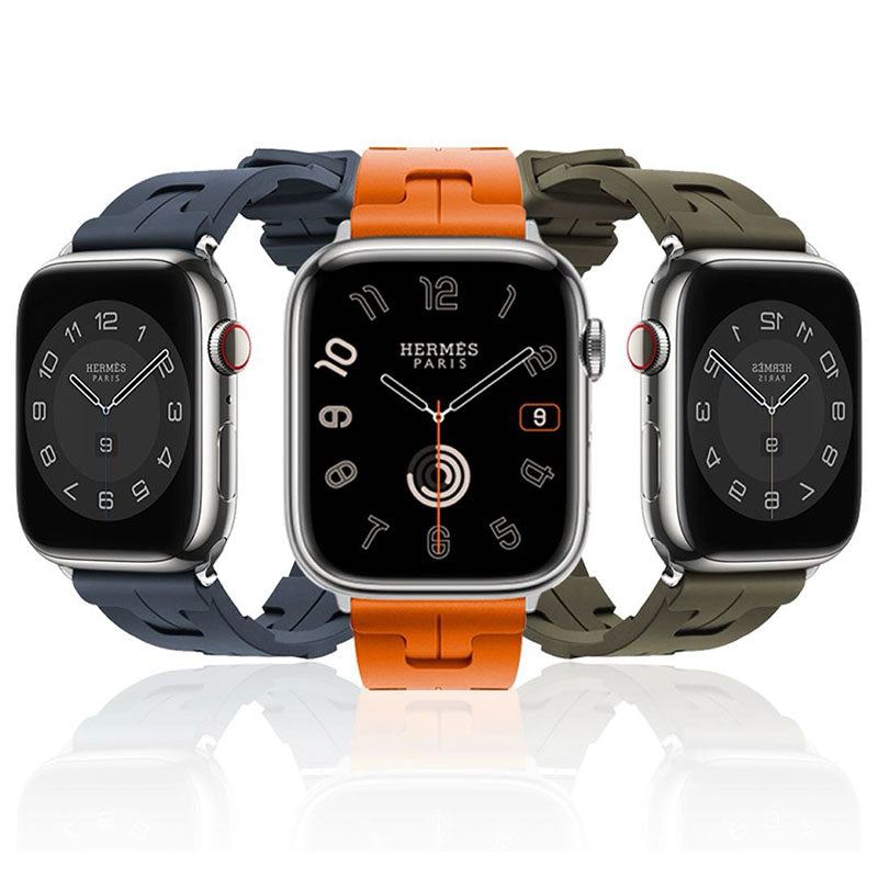 "Candy Color H-Type" Liquid Silicone Folding Buckle Band For Apple Watch