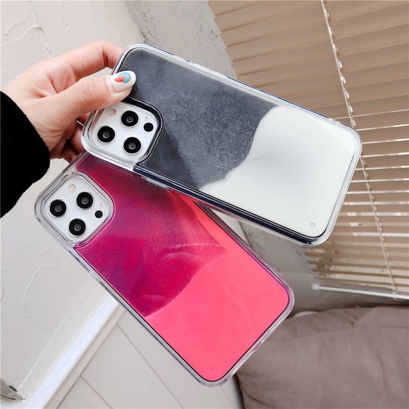 "Chubby" Solid Color Luminous Quicksand Mobile Phone Earphone Case For Apple