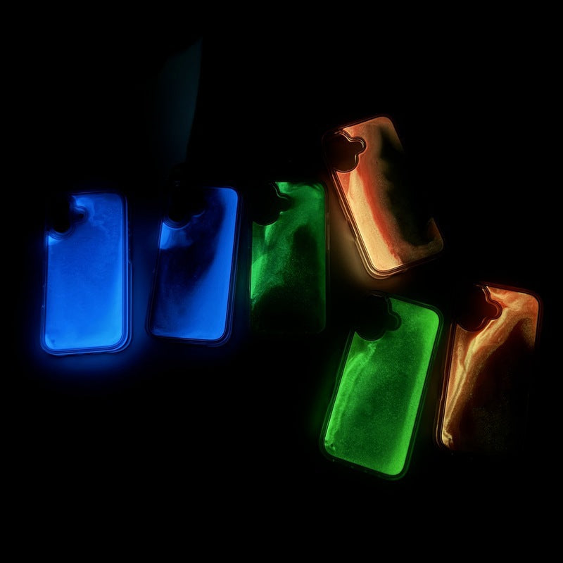 "Chubby" Solid Color Luminous Quicksand Mobile Phone Earphone Case For Apple