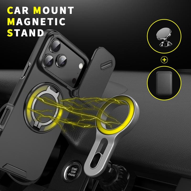 ChubbyArmor 2.0 - Military-Grade Shockproof Magnetic Case with Camera Slide & 360° Kickstand Ring