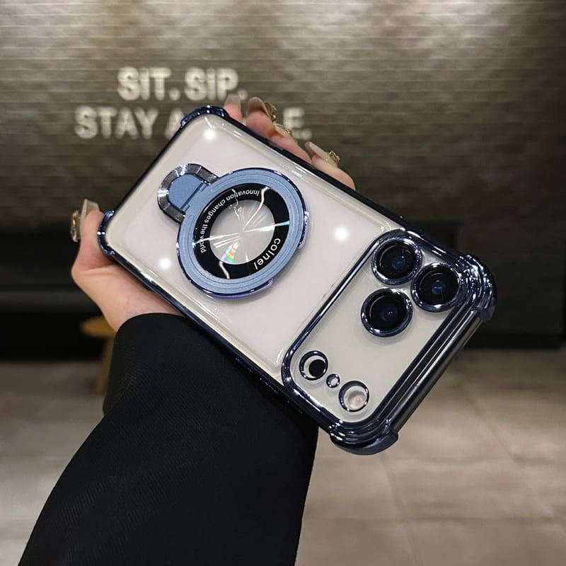 ChubbyArmor CleanSight - Translucent Magnetic iPhone Cover with Stand and Corner Cushions