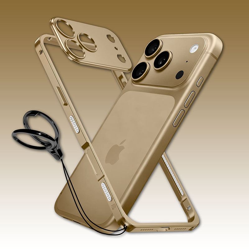 ChubbyArmor LiteGo - Ultra-Thin Metal Bumper Case With Lens Protector & GripRing Phone Stand For iPhone 17