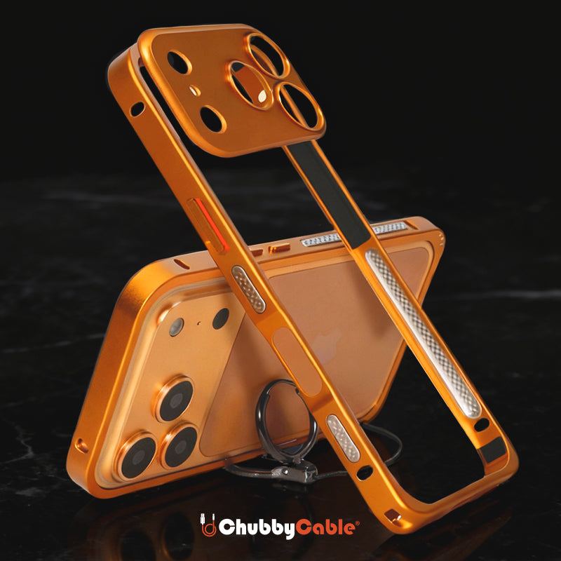 ChubbyArmor LiteGo - Ultra-Thin Metal Bumper Case With Lens Protector & GripRing Phone Stand For iPhone 17