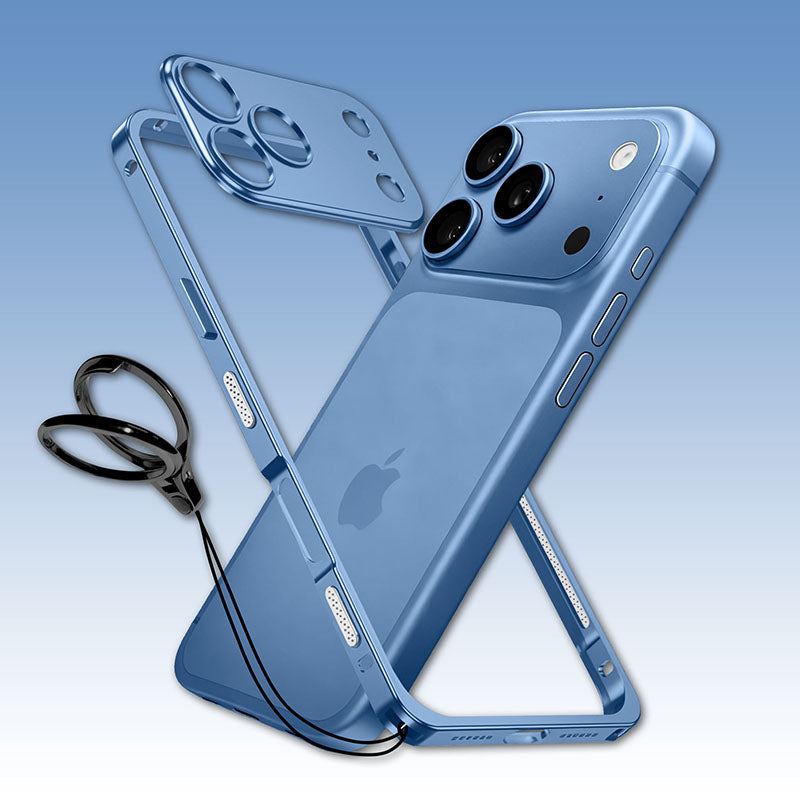 ChubbyArmor LiteGo - Ultra-Thin Metal Bumper Case With Lens Protector & GripRing Phone Stand For iPhone 17