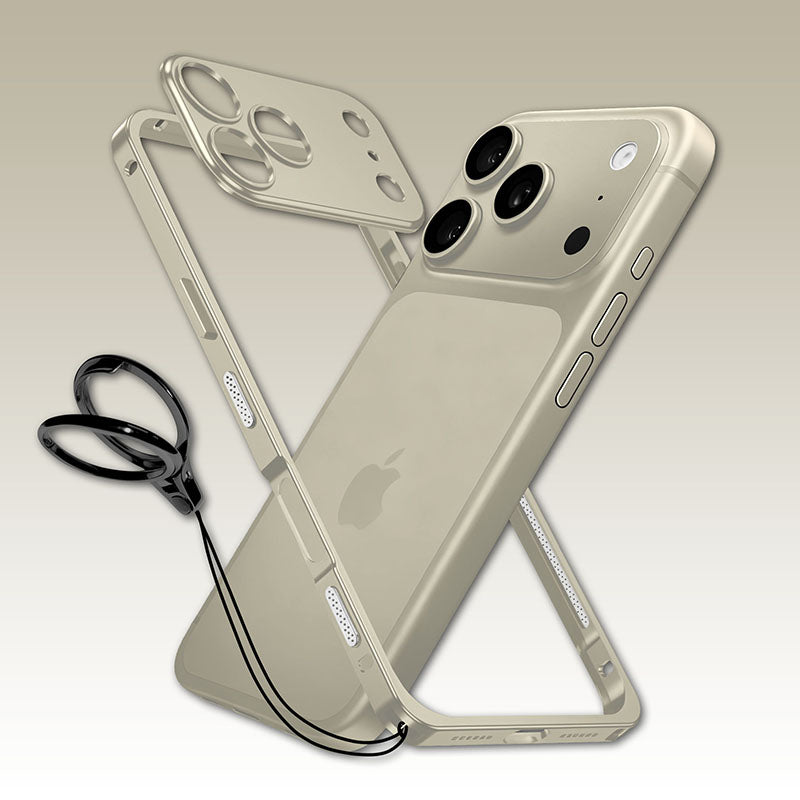 ChubbyArmor LiteGo - Ultra-Thin Metal Bumper Case With Lens Protector & GripRing Phone Stand For iPhone 17