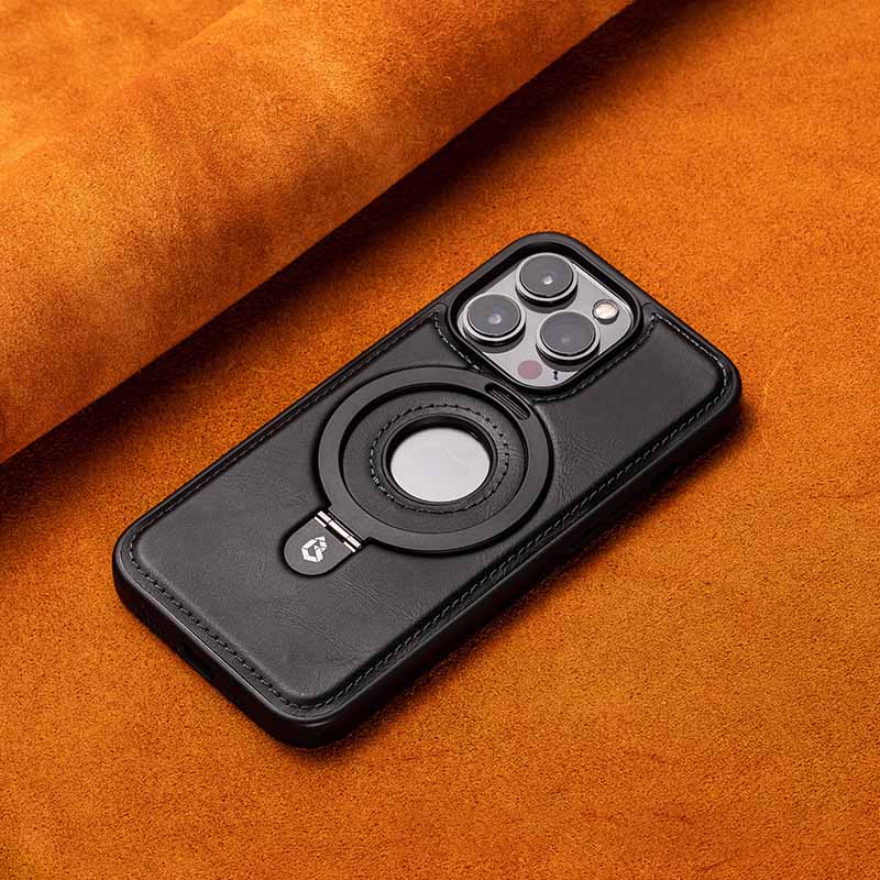ChubbyArmor Vintage - Classic Leather Magnetic iPhone Case with Stand