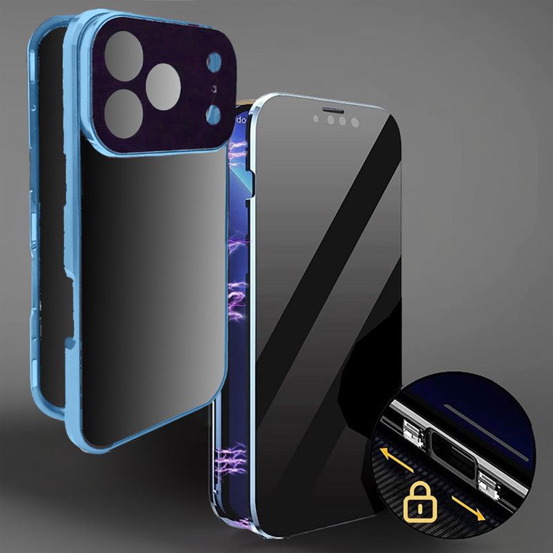 ChubbyAromr Anti-Peeping - Sided Glass Metal Transparent Case For iPhone 17