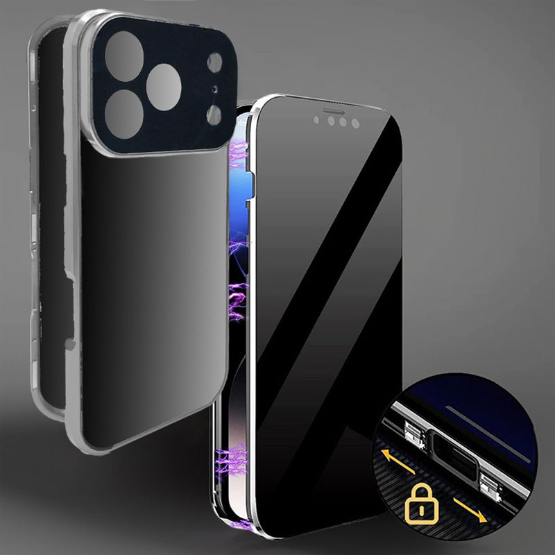 ChubbyAromr Anti-Peeping - Sided Glass Metal Transparent Case For iPhone 17
