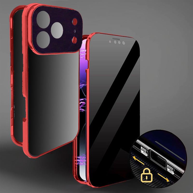ChubbyAromr Anti-Peeping - Sided Glass Metal Transparent Case For iPhone 17