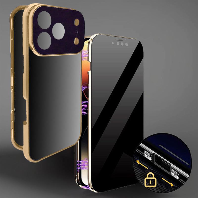 ChubbyAromr Anti-Peeping - Sided Glass Metal Transparent Case For iPhone 17