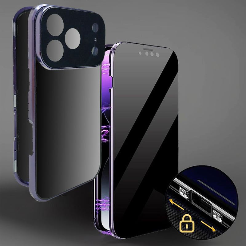 ChubbyAromr Anti-Peeping - Sided Glass Metal Transparent Case For iPhone 17