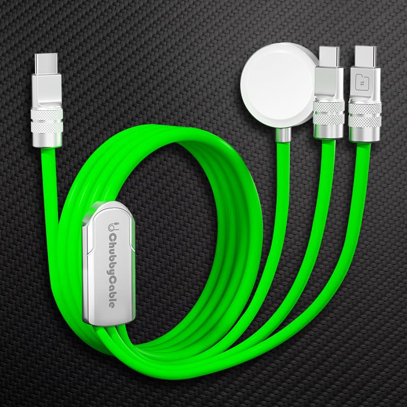 ChubbyCable Pro – 100W 3-in-1 Fast Charging Cable with Soft Silicone & Apple Watch Charger