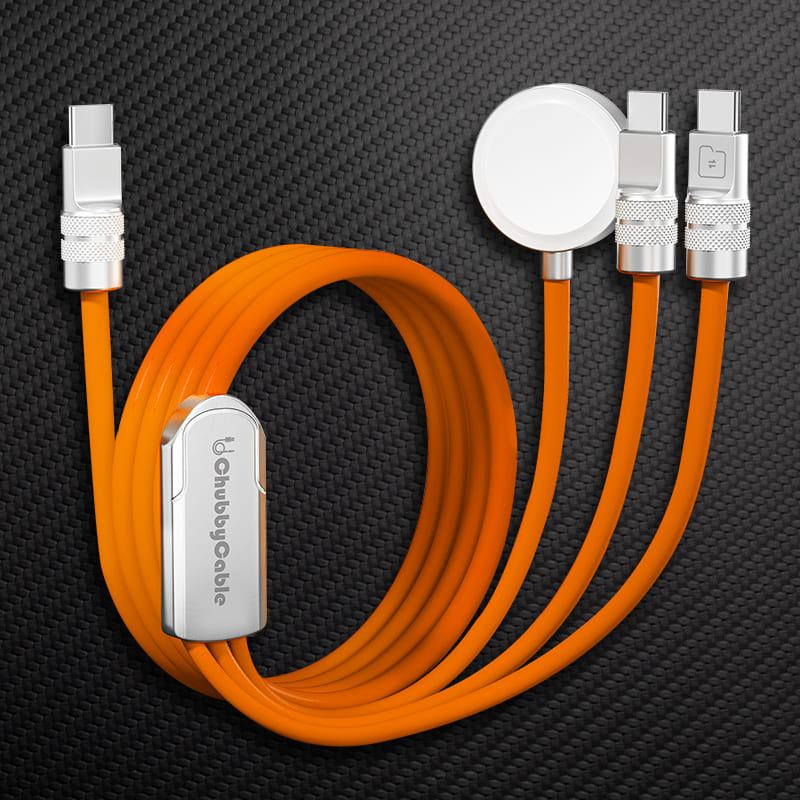ChubbyCable Pro – 100W 3-in-1 Fast Charging Cable with Soft Silicone & Apple Watch Charger
