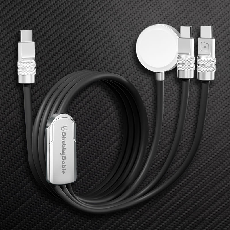 ChubbyCable Pro – 100W 3-in-1 Fast Charging Cable with Soft Silicone & Apple Watch Charger