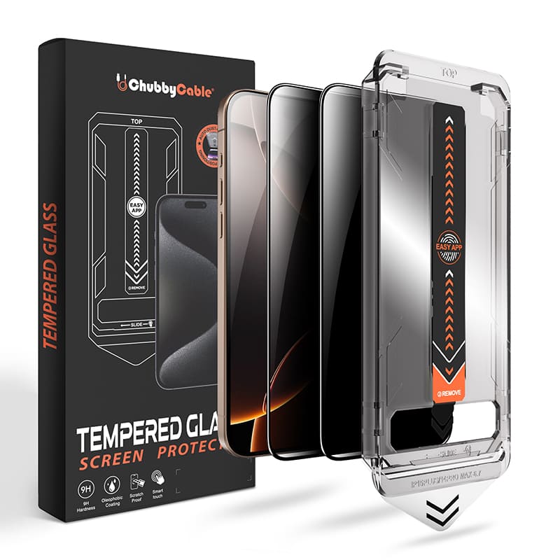 Chubbycable Spyblocker - Military-Grade Privacy Screen protector with Magic Install Box