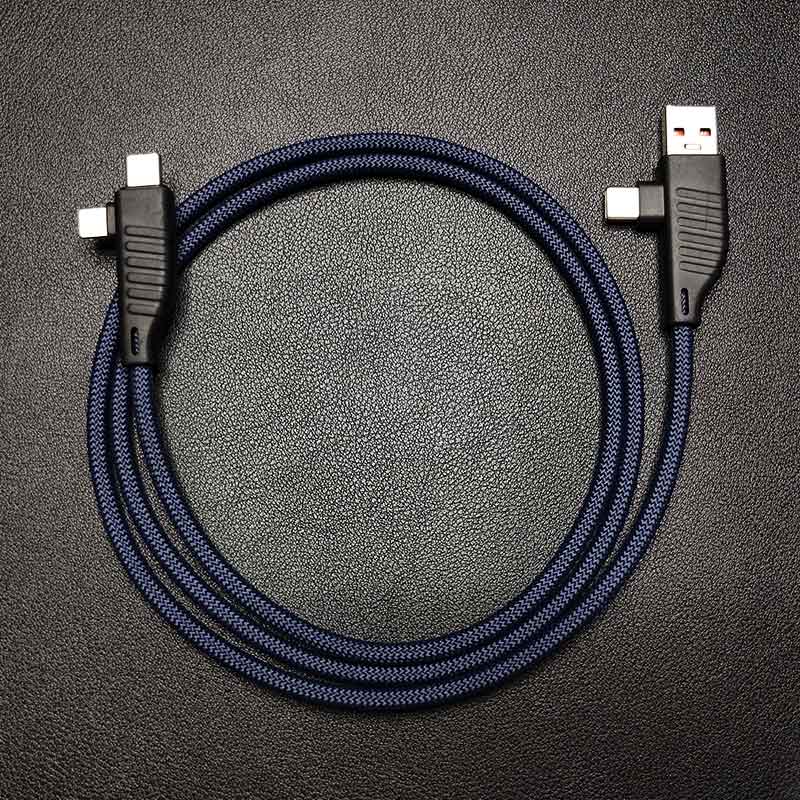 "Cyber" 4-In-1 Braided Fast Charging Cable C+C+Lightning+Micro