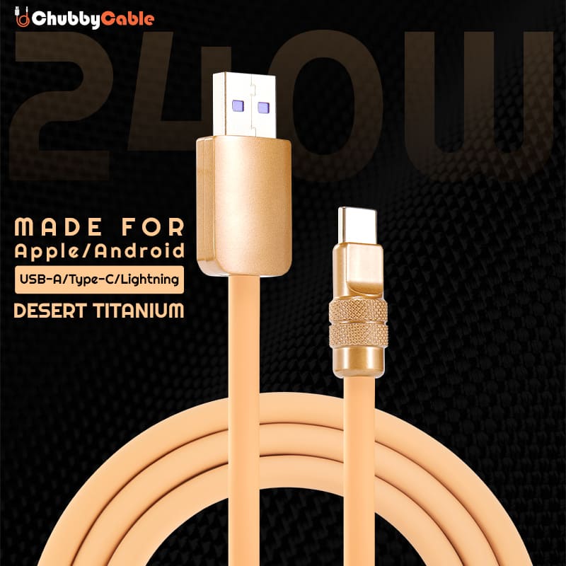 "Desert Titanium" Luxury Gold Charging Cable for iPhone 16 ProMax