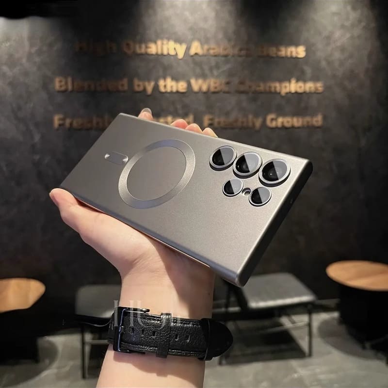 Dust-Proof Metal Finish Wireless Magnetic Case for Galaxy Half Coverage