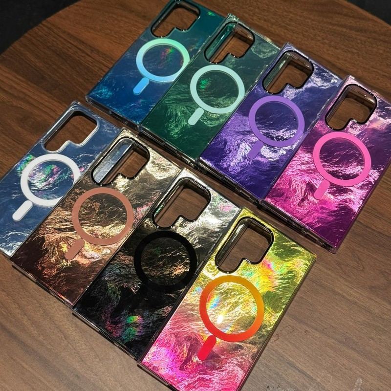 Glacier Pattern Glitter Magnetic Case for Samsung Phones