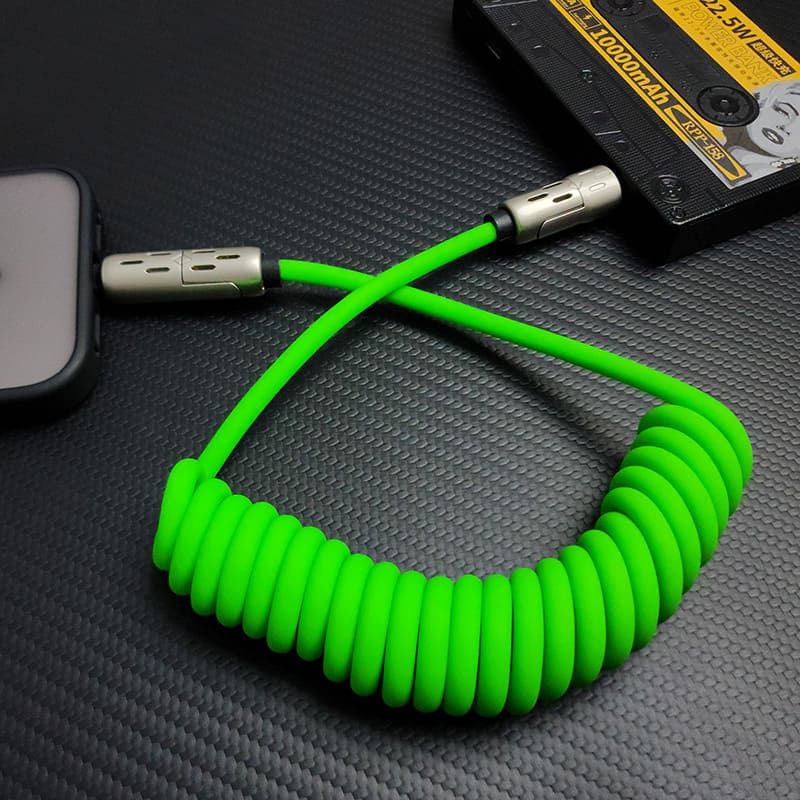 🆕"GlowCharge Pro" 240W 4-in-1 Spring Car Cable with Lights