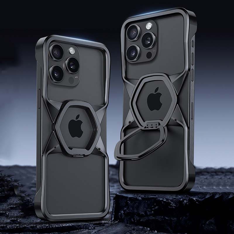 Hexagonal Magnetic Cooling Case with Hollow Metal Frame for iPhone