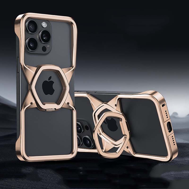 Hexagonal Magnetic Cooling Case with Hollow Metal Frame for iPhone