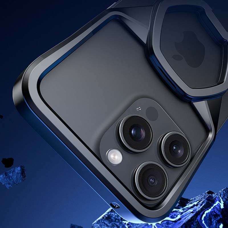 Hexagonal Magnetic Cooling Case with Hollow Metal Frame for iPhone