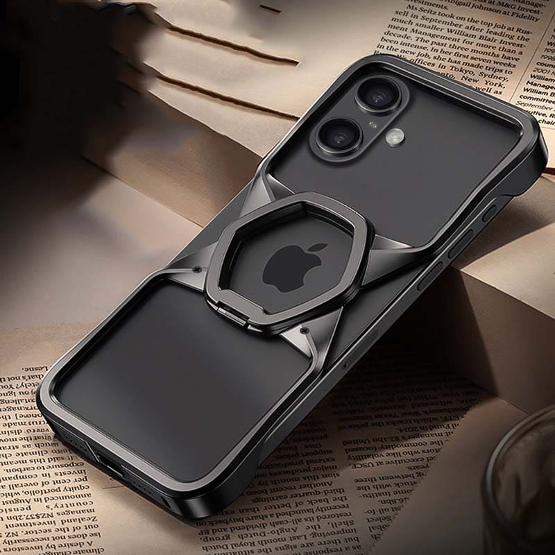 Hexagonal Magnetic Cooling Case with Hollow Metal Frame for iPhone