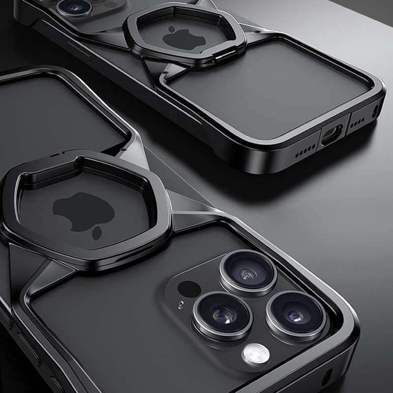 Hexagonal Magnetic Cooling Case with Hollow Metal Frame for iPhone
