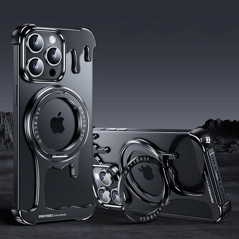 Liquid Metal Phone Case With Rotating Stand For iPhone