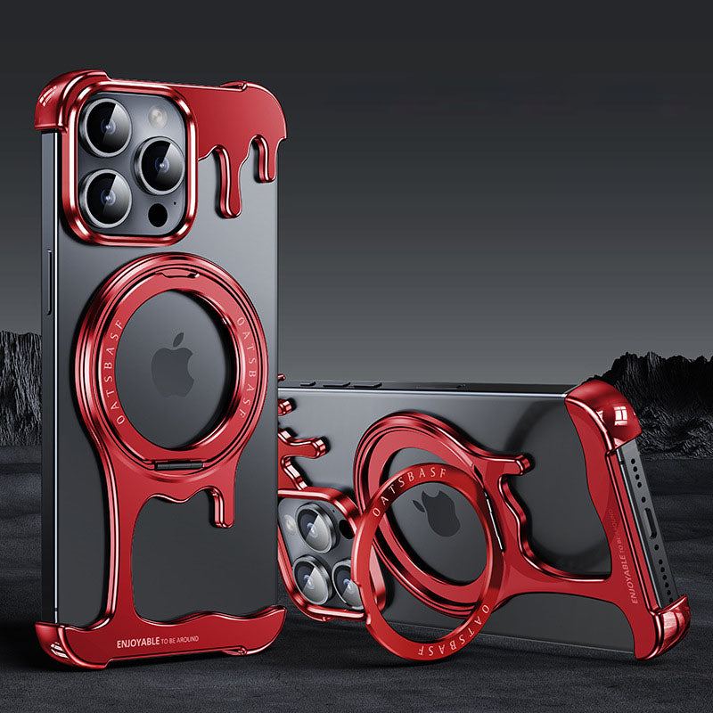 Liquid Metal Phone Case With Rotating Stand For iPhone
