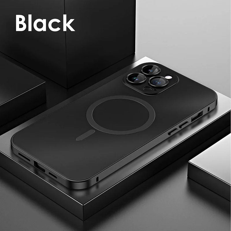 Magnetic Charging Aluminum Metal Bumper Matte Shell For iPhone