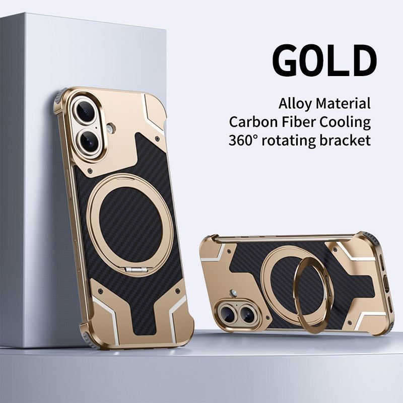 Metal Carbon Fiber Magnetic Bracket Phone Case For iPhone/Samsung