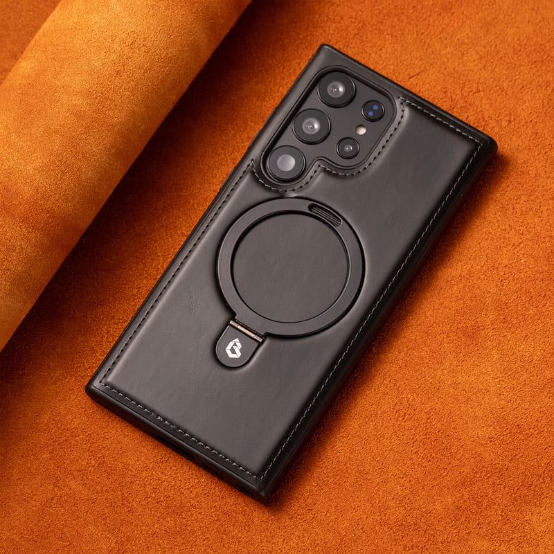 Premium Magnetic Leather Phone Case with Ring Stand