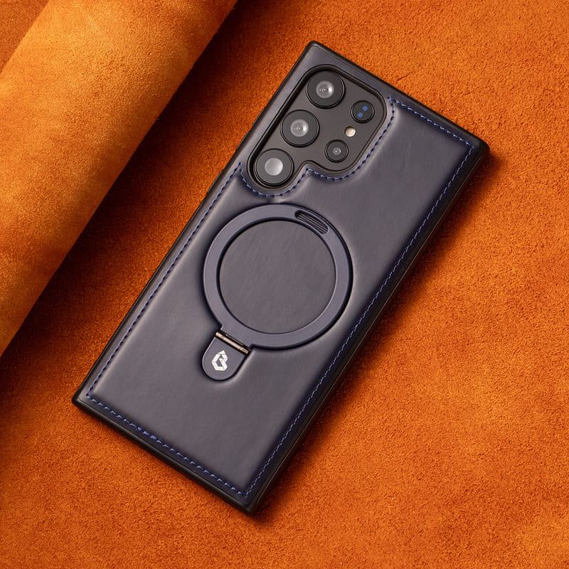 Premium Magnetic Leather Phone Case with Ring Stand