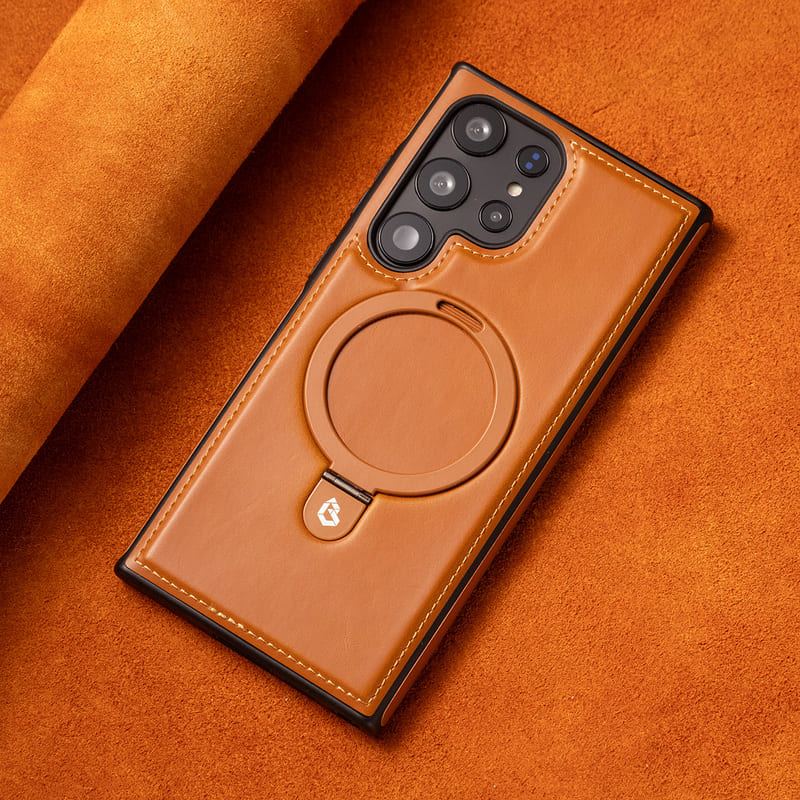 Premium Magnetic Leather Phone Case with Ring Stand