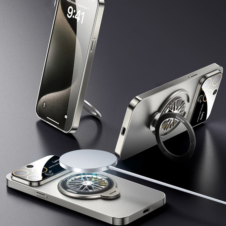 Rotating Gyro Fold Bracket Magnetic Phone Case for iPhone