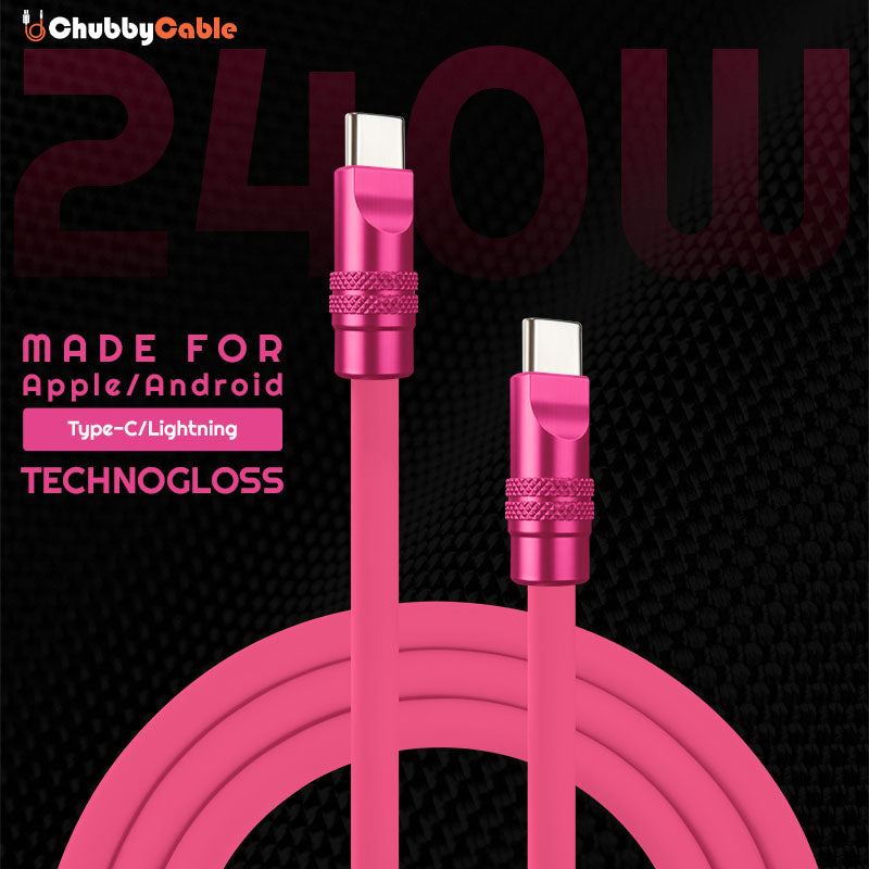 "TechnoGloss" 240W Reflective Shine Charge Cable C+Lightning