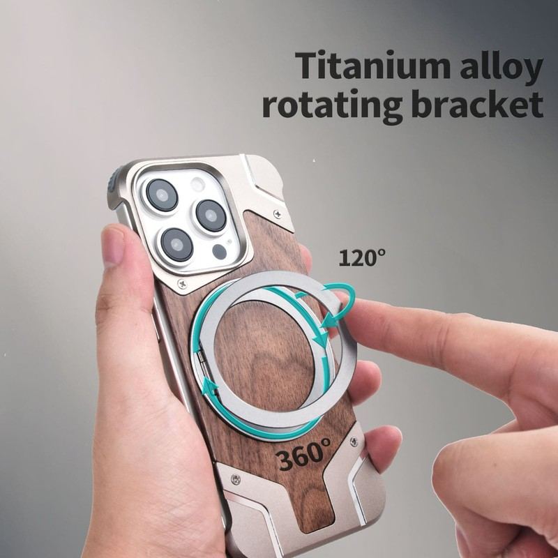 Walnut MagArmor Metal Frame Case – Magnetic Bumperless Shield for iPhone