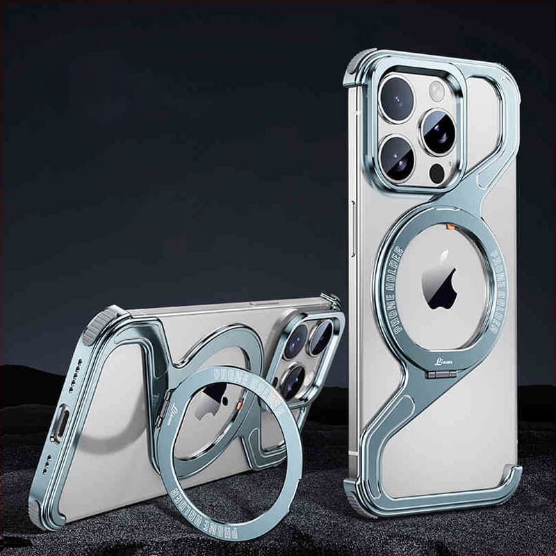 "Z" Magnetic Bracket Metal Skeleton Phone Case